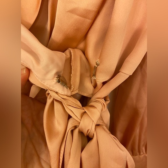 Mac Duggal Long Sleeve Wrap Dress Style 12514 Salmon Pink Size 12 - Picture 7 of 9